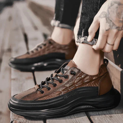 Sneakers da Uomo in Stile Pelle di Coccodrillo