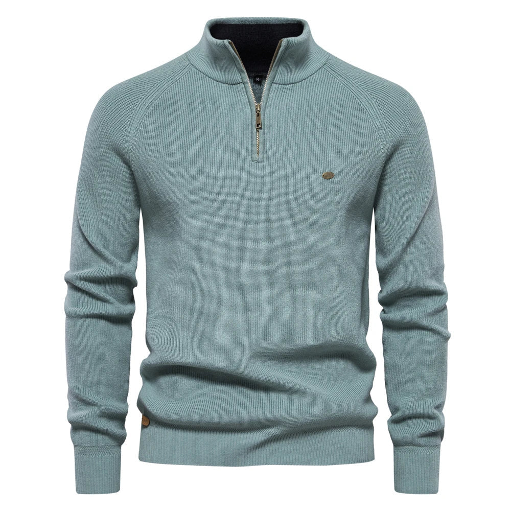 Maglione in Cotone con Zip da Uomo