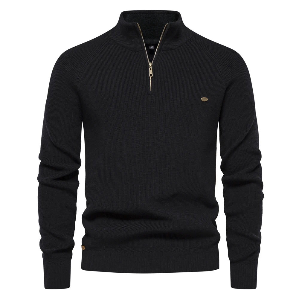 Maglione in Cotone con Zip da Uomo