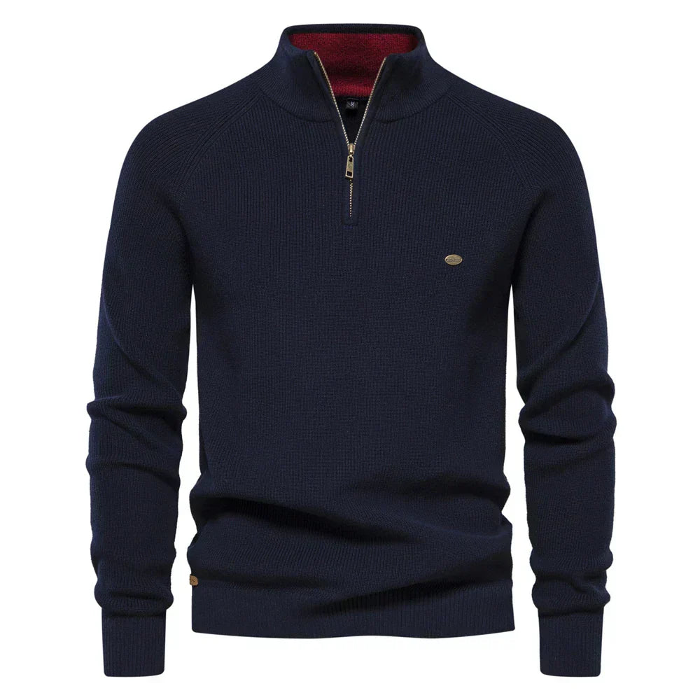 Maglione in Cotone con Zip da Uomo