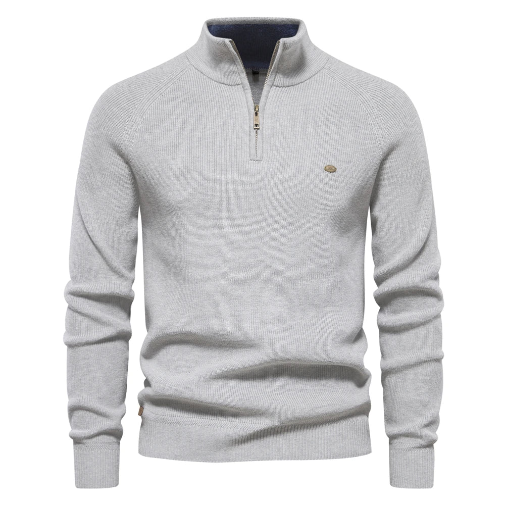 Maglione in Cotone con Zip da Uomo
