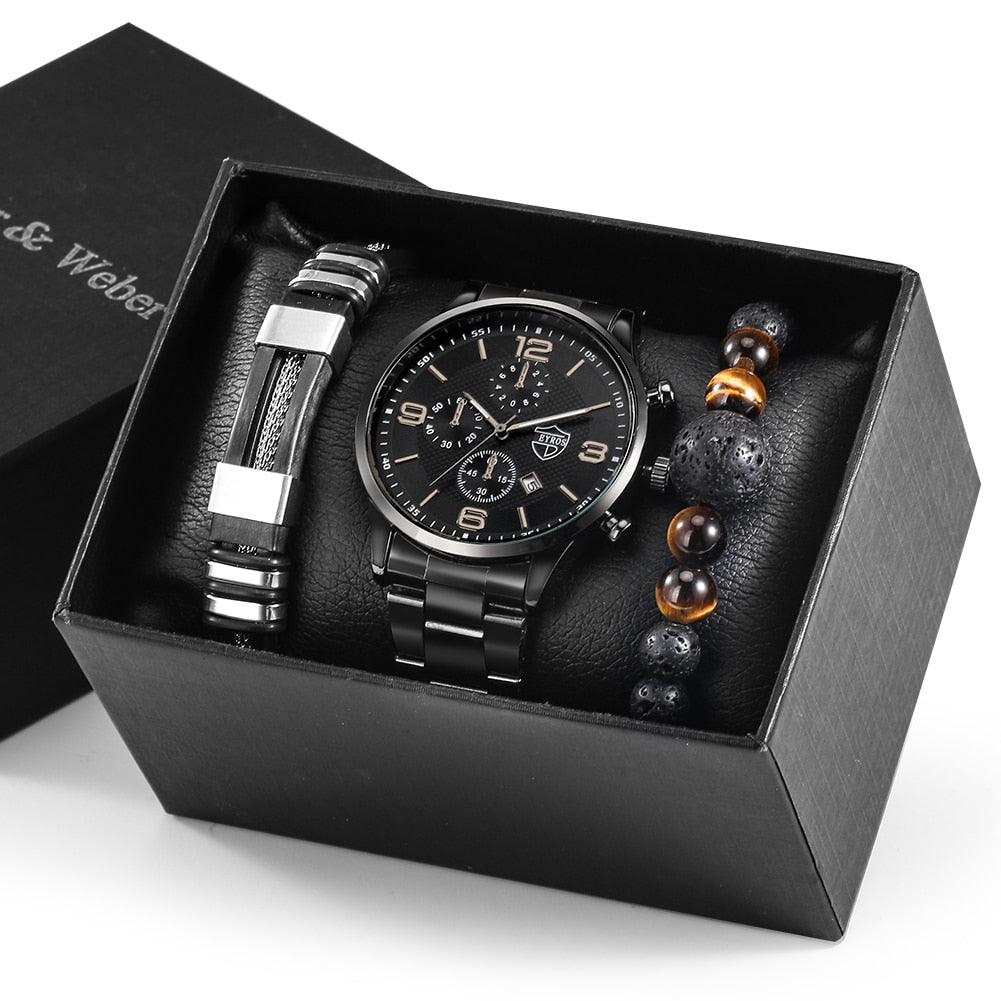 Orologio da Uomo Diamante - 2 Braccialetti in Regalo