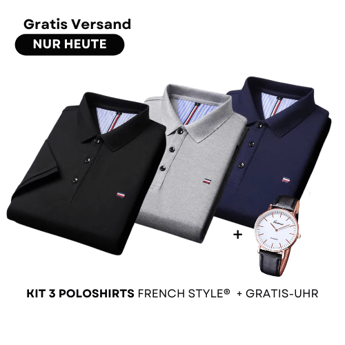 Kit di 3 Polo Shirt in Stile Francese + Orologio Gratis