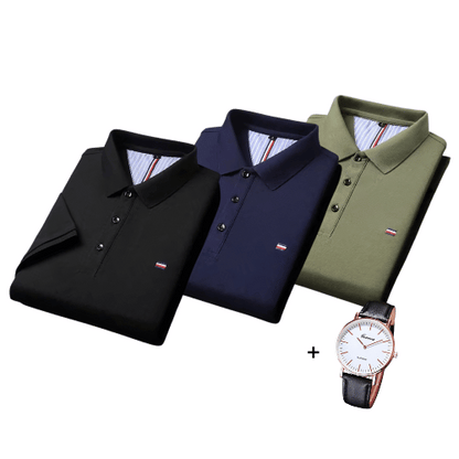 Kit di 3 Polo Shirt in Stile Francese + Orologio Gratis