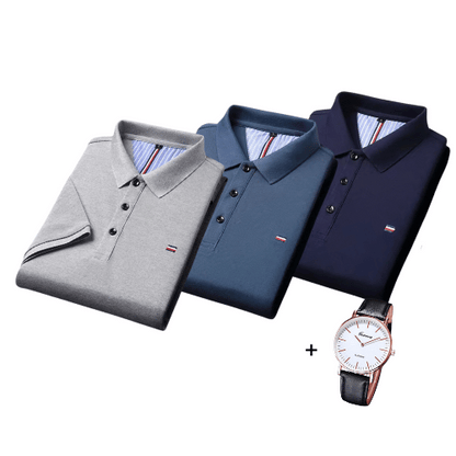 Kit di 3 Polo Shirt in Stile Francese + Orologio Gratis