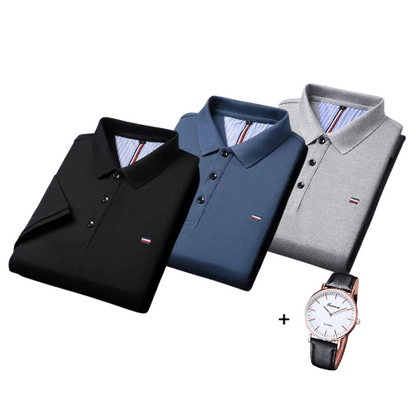 Kit di 3 Polo Shirt in Stile Francese + Orologio Gratis
