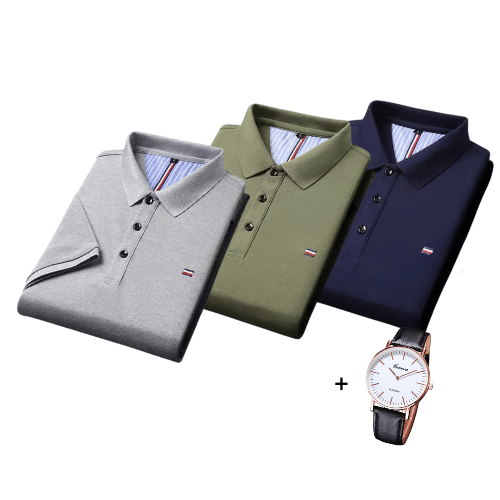 Kit di 3 Polo Shirt in Stile Francese + Orologio Gratis