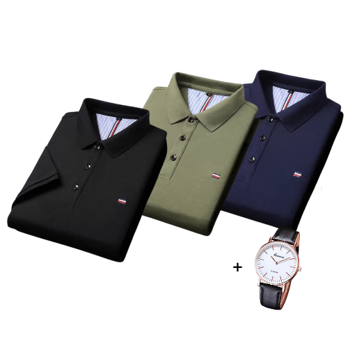 Kit di 3 Polo Shirt in Stile Francese + Orologio Gratis
