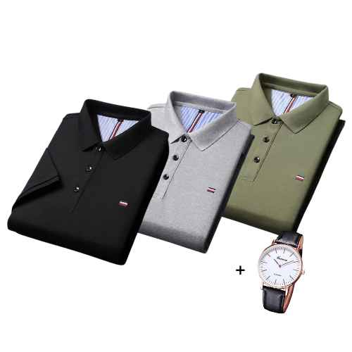 Kit di 3 Polo Shirt in Stile Francese + Orologio Gratis