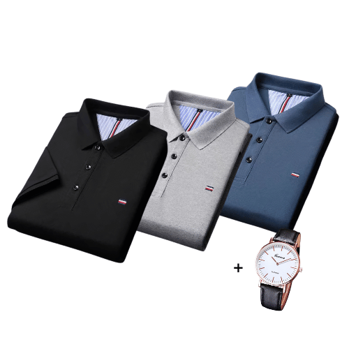 Kit di 3 Polo Shirt in Stile Francese + Orologio Gratis