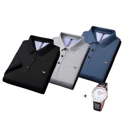 Kit di 3 Polo Shirt in Stile Francese + Orologio Gratis