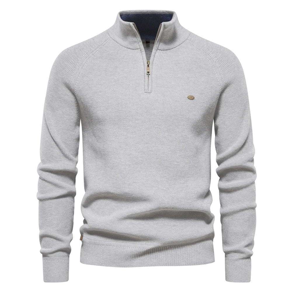 Maglione in Cotone con Zip da Uomo