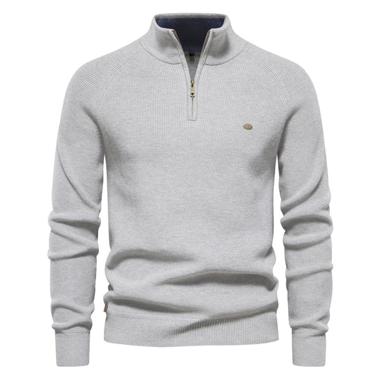 Maglione in Cotone con Zip da Uomo