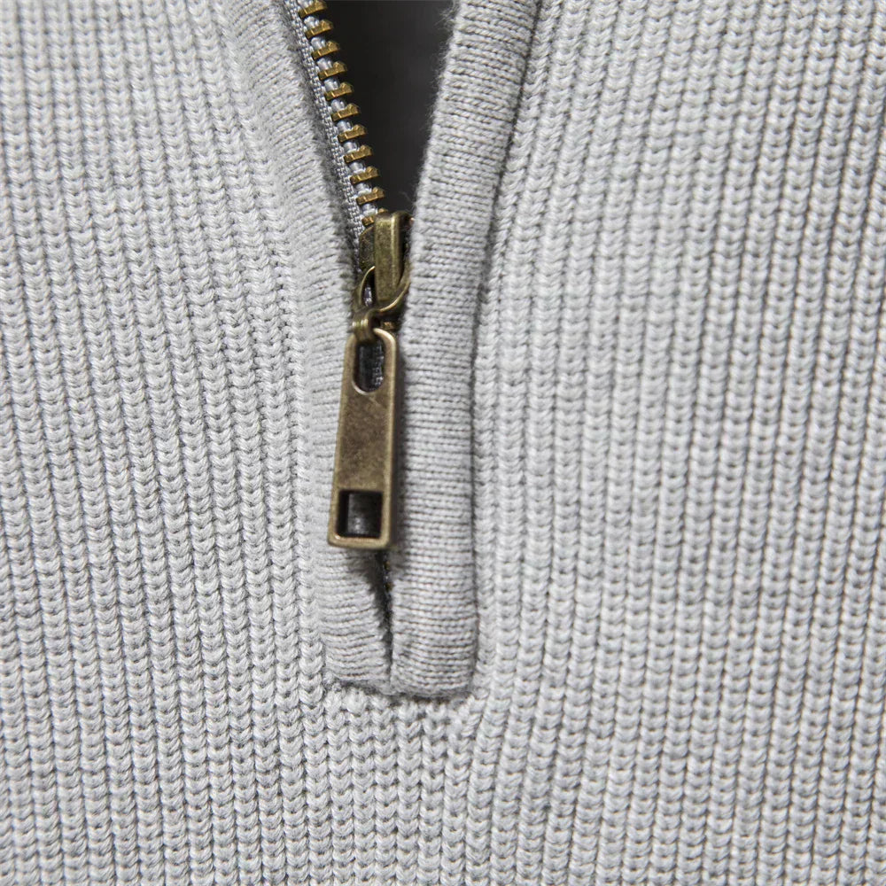 Maglione in Cotone con Zip da Uomo
